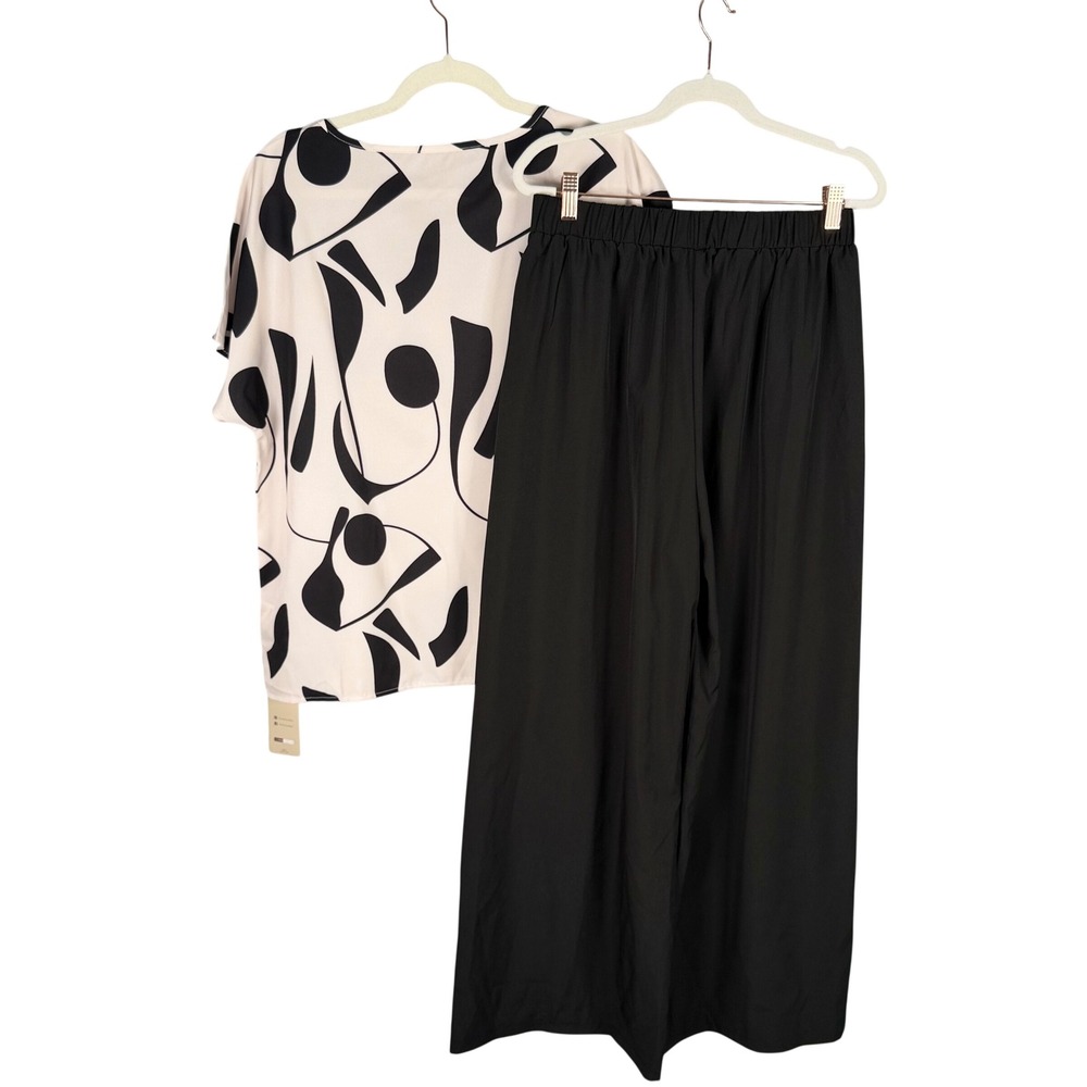 Lot of 3 Outfits Emery Rose Large Pull On Wide Leg Pants Blouse Geometric Floral - Picture 5 of 15